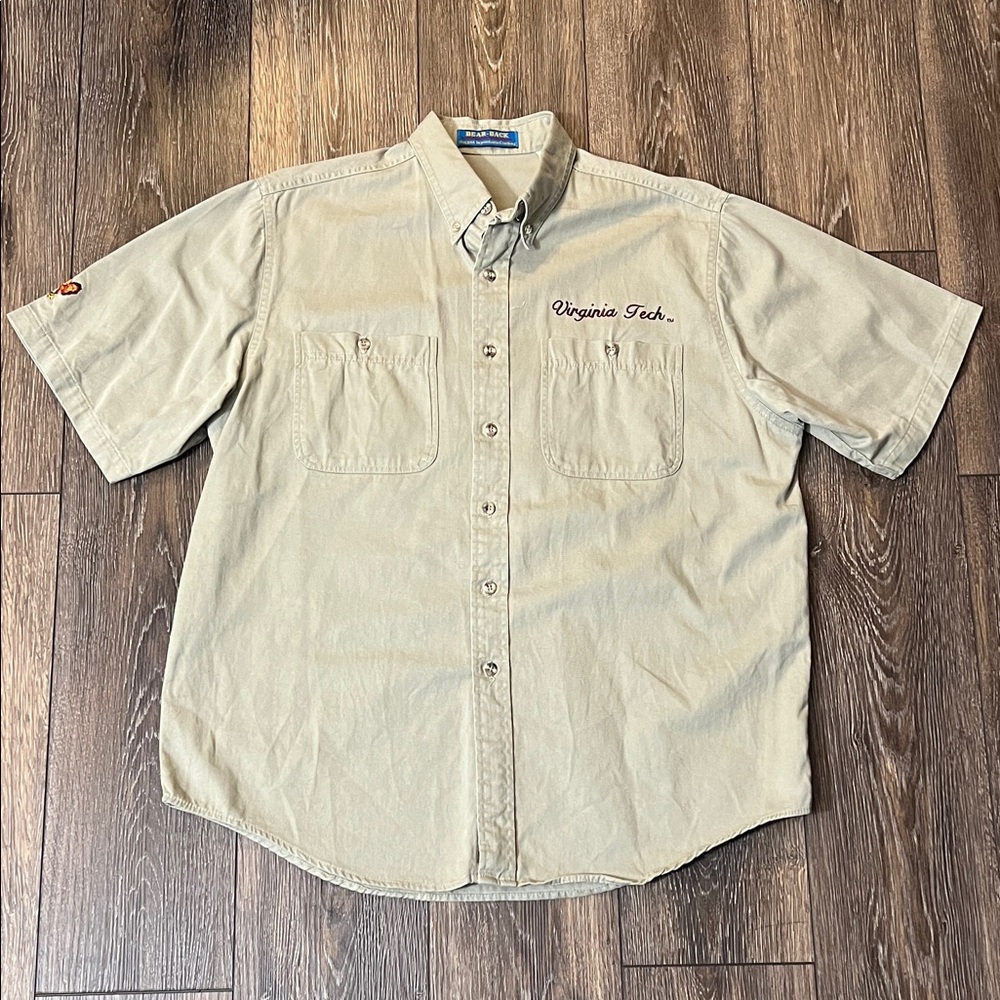Vintage Bear Back Virginia Tech VT Hokies Shirt Button Up Men's Large USA Made